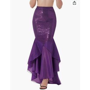 Plus size, purple sequin mermaid skirt